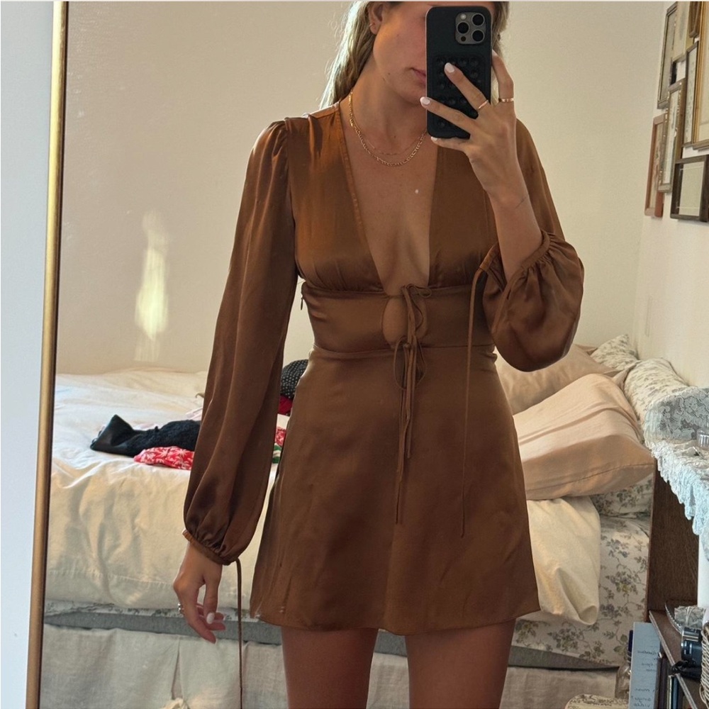 Two Bodies silk Long-Sleeve Dress